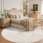 Round Area Rug for Living Room: 4 ft Washable Vintage Boho Soft Thin Circle Rug - Image 4
