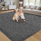 6x9 Area Rug for Living Room:Ultra Soft Fluffy Shag Dark Grey Rugs, Large Fuzzy - Image 4