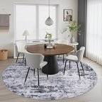 Round Area Rug for Living Room: 8 ft Washable Modern Abstract Soft Thin Rug - Image 3