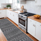 Black Moroccan Washable 3x16 Long Hallway Runner Rug | Soft Low Pile Thin - Image 4