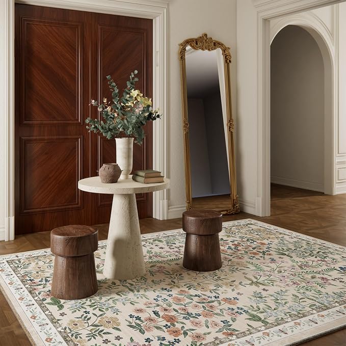 Machine Washable Rugs for Living Room: 5x7 Area Rugs for Bedroom Vintage Stain - Image 8