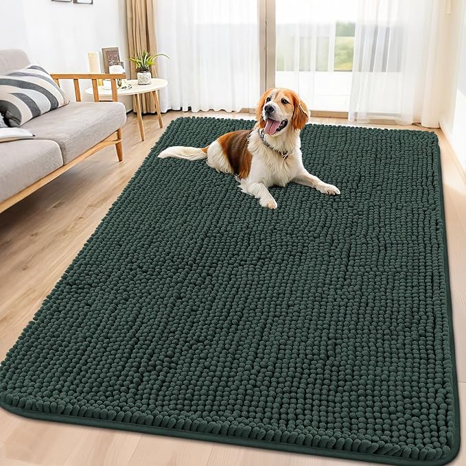 Smiry Dog Door Mat for Muddy Paws 59x35, Absorbent Dirt Trapper, Non-Slip by Smiry