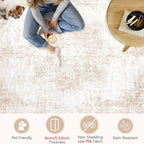 Area Rug 9x12 Vintage Rugs: Large Washable Living Room Rug Retro Medallion - Image 7