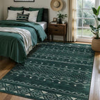 SERISSA 4x6 Area Rugs for Living Room, Washable Non-Slip Dark Green Boho Rug - Image 2