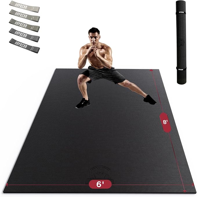HAPBEAR Large Exercise Mat-7'x5'/6'x8'/6'x9'/6'x10'/6'x12'x8mm, Ultra Durable by HAPBEARFitness