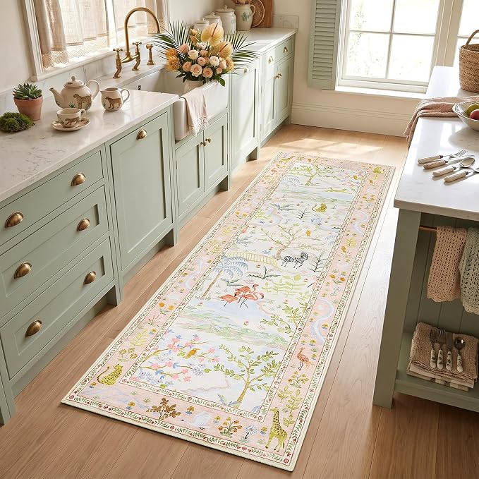 2x6 Hallway Runner Rug Non Slip Forest Nursery Runners Washable Stain Resistant - Image 2