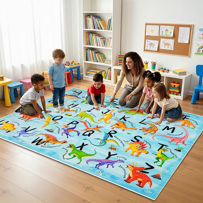 5x7 ABC Classroom Rug for Kids Playroom, Alphabet Rug - Image 3