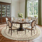 jinchan Zenith Round Rug 7ft Area Rug Soft 7'Round Vintage Floral Rug Non-Slip - Image 3