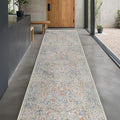 Vintage Beige Blue 3x12 Runner Rug by HazoHaus