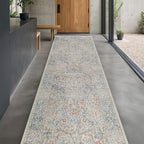 Vintage Beige Blue 3x12 Runner Rug by HazoHaus