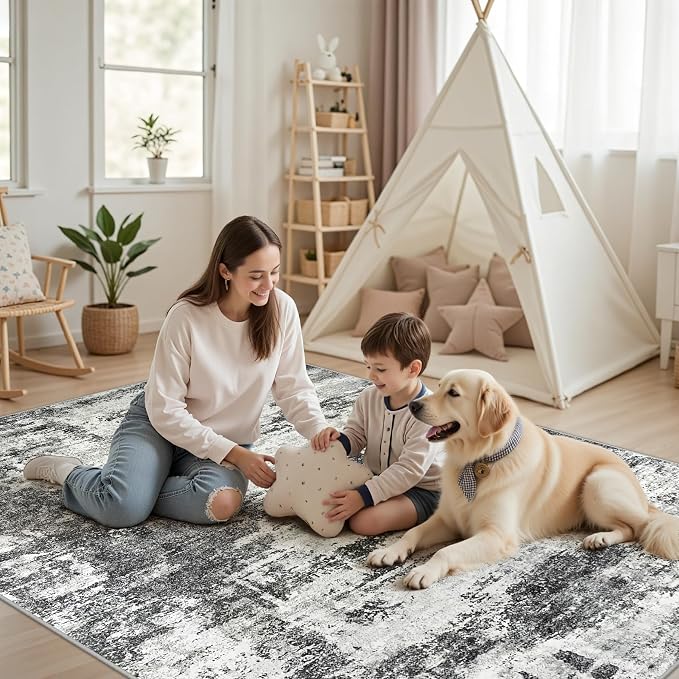 9x12 Area Rugs Living Room Rugs: Large Washable Rug - Image 8