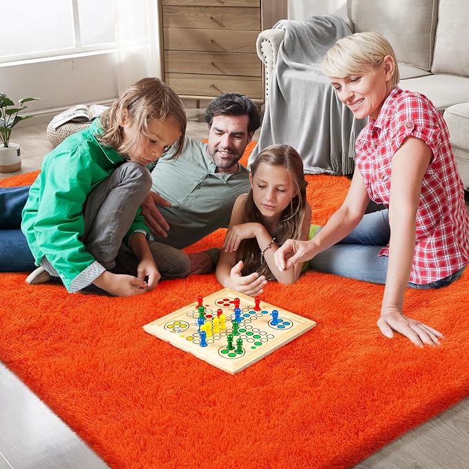 Orange Shag Area Rugs for Bedroom Living Room, 6X9 Ultra Soft Fluffy Area Rugs - Image 2