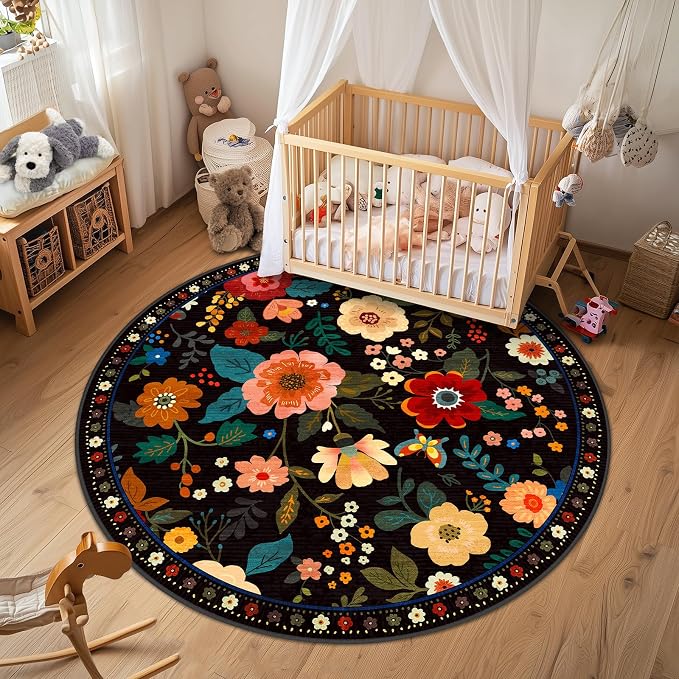 RELEANY Floral 4ft Area Rugs Washable Print Boho Cute Carpet Non Slip Flower - Image 8
