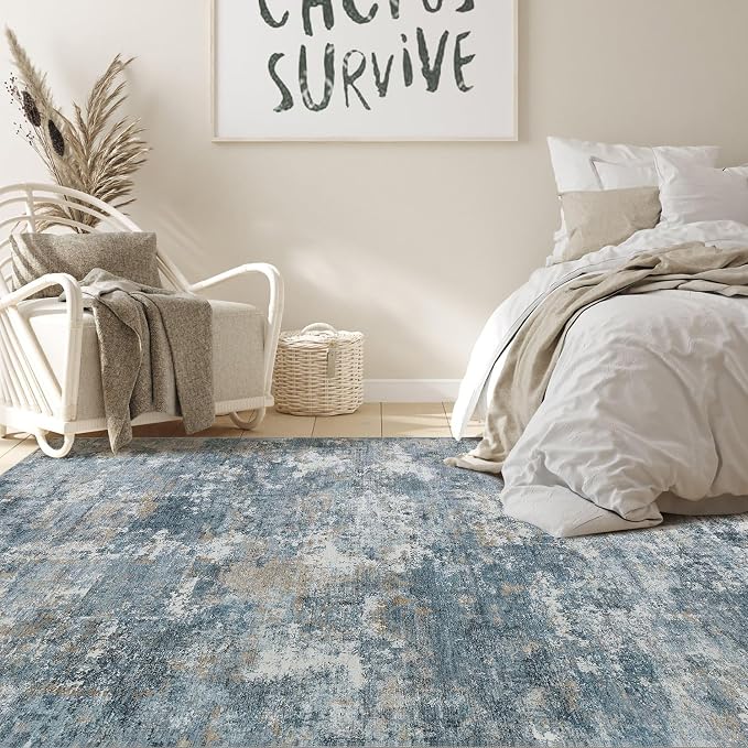 Nakagishi 6x9 Area Rugs Living Room: Washable Abstract Large Neutral Soft Rug - Image 4