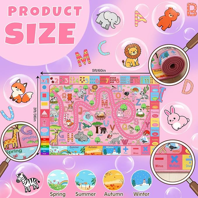 Alphabet Rug for Classroom, Kids Rugs for Playroom 3x5, Educational Area Rug - Image 2