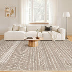 Nakagishi 5x8 Area Rug Living Room: Washable Boho Large Neutral Soft Rugs - Image 4