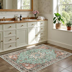 2x3 Area Rugs Living Room Rug: Washable Vintage Distressed Floral Rug No Slip - Image 4