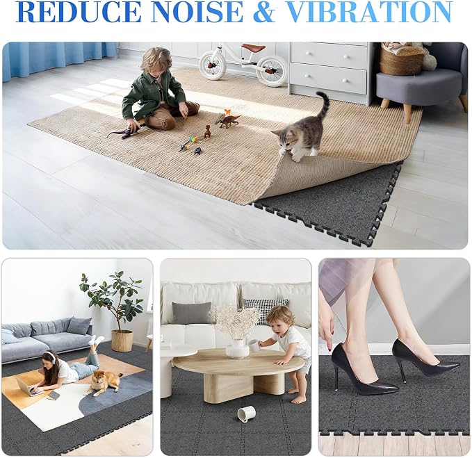 BXI Soundproof Interlocking Rug Pad 10 Pcs, High Density Noise Reduction Puzzle - Image 4