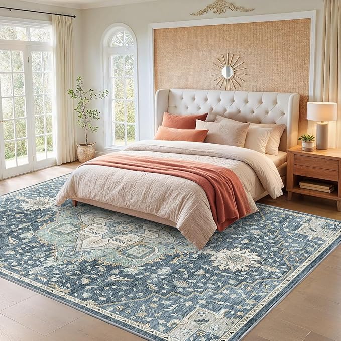 AMADA HOMEFURNISHING 10x14 Washable Area Rug, Low-Profile Large Area Rug - Image 3