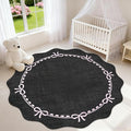 GarveeHome Scalloped Bow Rug for Living Room, 5ft Round Rugs Washable Solid Rug by GarveeHome