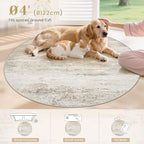 Washable Round Rug 4ft for Bedroom: Circle Neutral Soft Rug Abstract Non Slip - Image 6