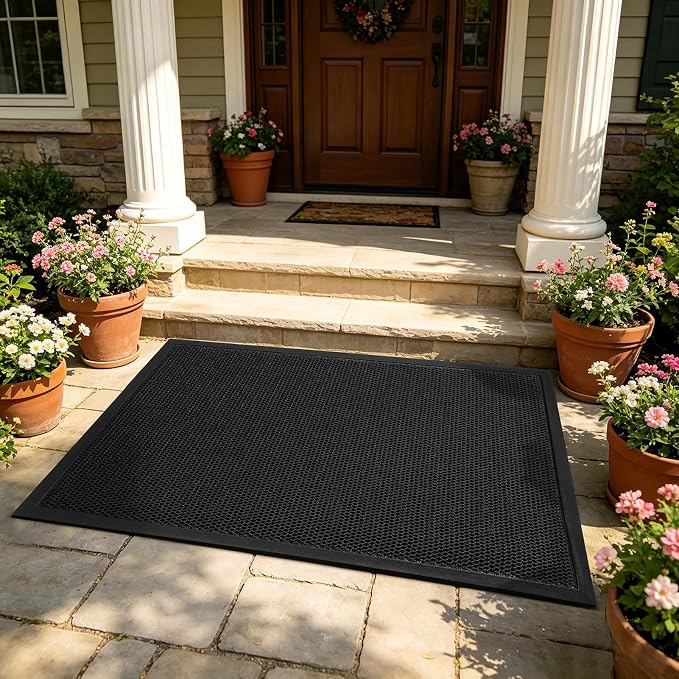 Front Door Mat, Heavy Duty Non-Slip Rubber Dirt Trapper, Quick-Dry Low-Profile - Image 8