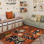 jinchan 5x7 Cute Area Rug Kids Washable Fun Rug Terracotta Boho Jungle Indoor - Image 9