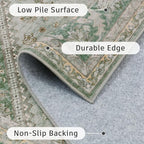 DCX Green 8x10 Area Rug, Machine Washable Non Slip Stain Resistant Vintage Rug - Image 4