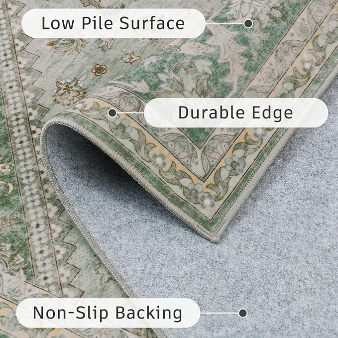 DCX Green 3x5 Entryway Rug, Machine Washable - Image 4