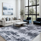 9x12 Area Rugs for Living Room Washable: Abstract Soft Thin Low Pile Black Rug - Image 8