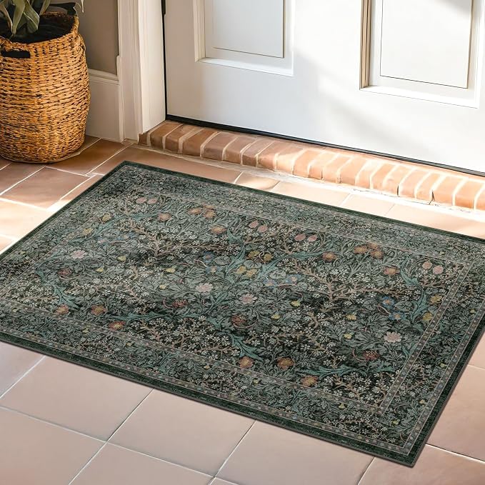 Dark Green Washable Entry Rug - Image 8