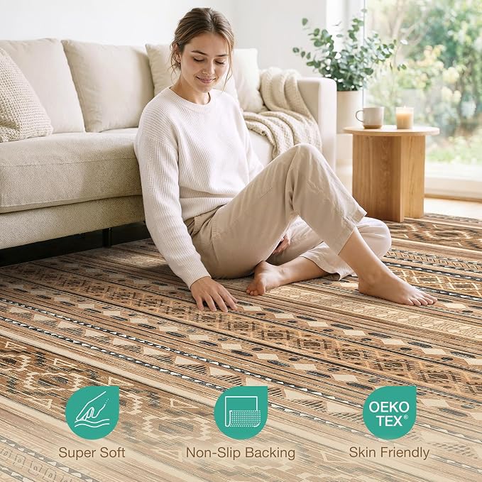cotiled 7x9 Area Rugs Living Room Rug: Washable Boho Rugs - Image 4