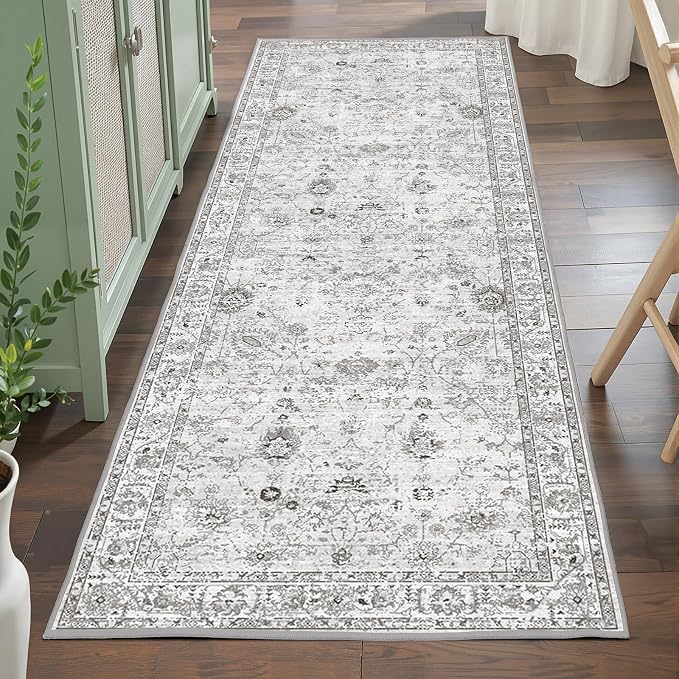 Grey Runner Rug for Hallways Kitchen 2x6, Non Slip Washable Rug - Image 6