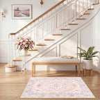 RELEANY Area Rugs Small 2'6"x4' Washable Non-Slip, Floral Vintage Distress - Image 2