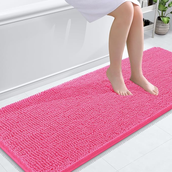 OLANLY Bathroom Runner Rugs 59x24, Soft Absorbent Chenille Bath Rugs, Rubber by OLANLY
