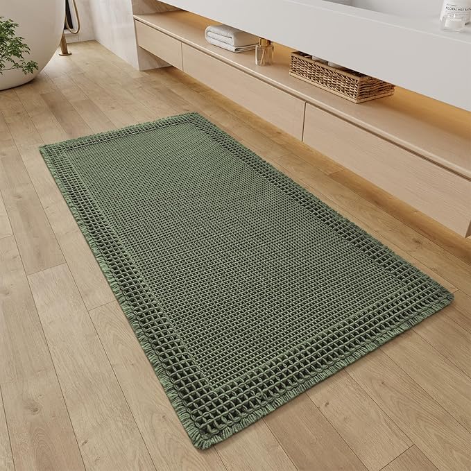 RESARE Waffle Bathroom Runner Rugs, Super Absorbent Bath Mat Non Slip Washable by Resare