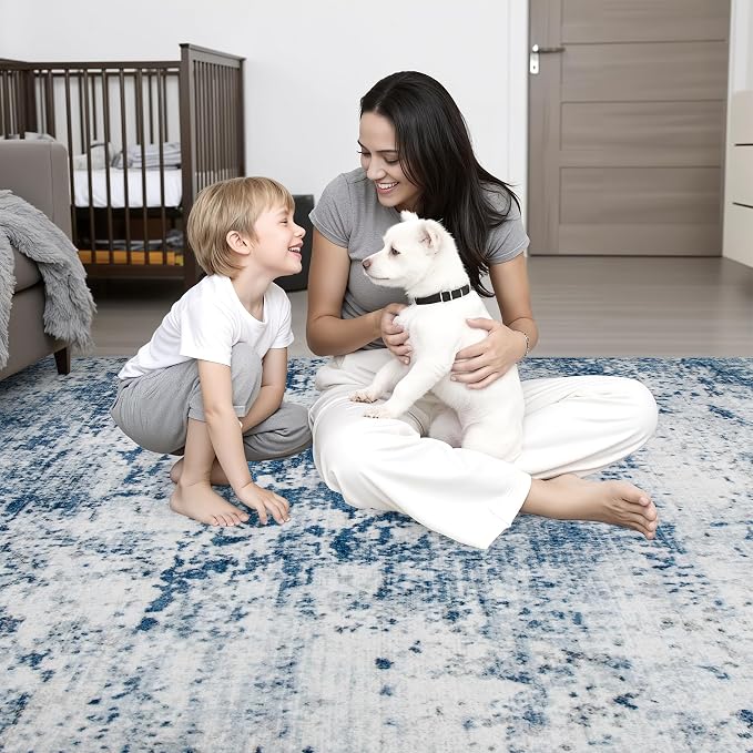 10x12 Area Rug Living Room Rug: Washable Modern Abstract Soft Thin Rug Indoor - Image 7