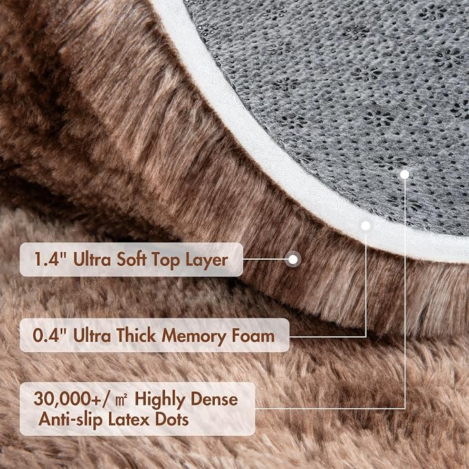 4x6 Ft Shag Brown Area Rug for Bedroom Living Room, Tie-Dyed Ultra Soft Fluffy - Image 7