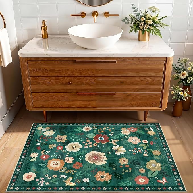 RELEANY Floral 2x3 Area Rugs Washable Print Boho Cute Carpet Non Slip Flower - Image 7