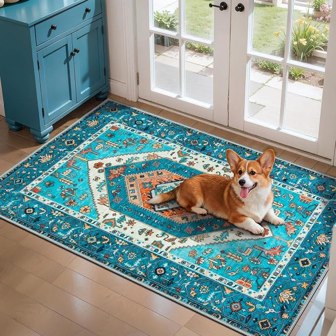 SERISSA 2x4 Boho Rugs for Entryway, Washable Non-Slip Kitchen Runner Rug by SERISSAHomeDecorCollection