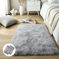 2x3 Fluffy Shag Light Grey Rug for Bedroom, Soft Fuzzy Plush Washable Non Slip by KICHOWUA