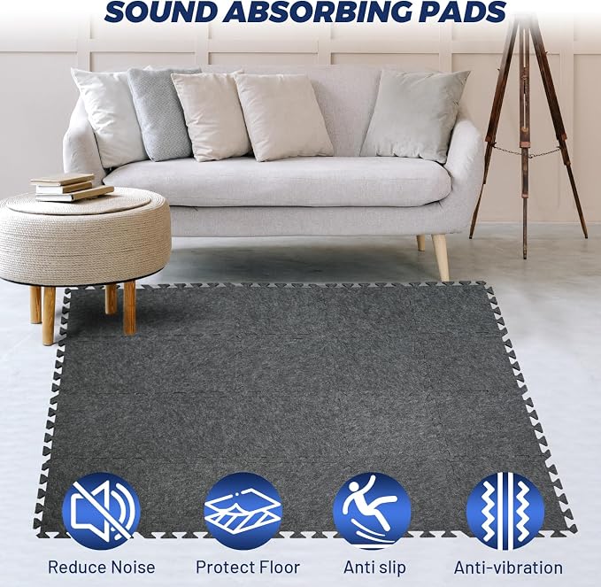 Focusound 20Pcs Sound Absorbing Interlocking Drum Rug, 11.8 x 11.8 x 0.4 inches - Image 7