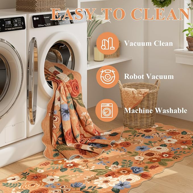 DUKINO 6x9 Area Rug, Floral Washable Rugs - Image 6