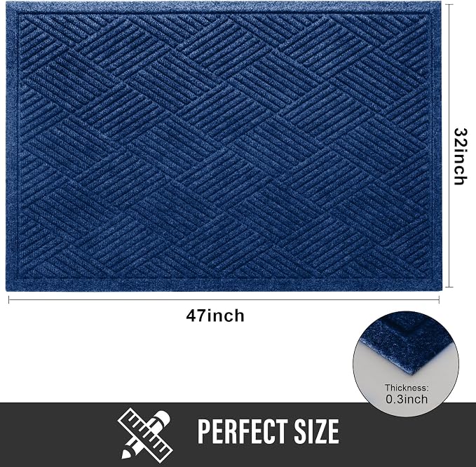 HIYARD Sturdy Front Door Mat, Absorbent Muddy Dirt Resist Welcome Door Mats - Image 2