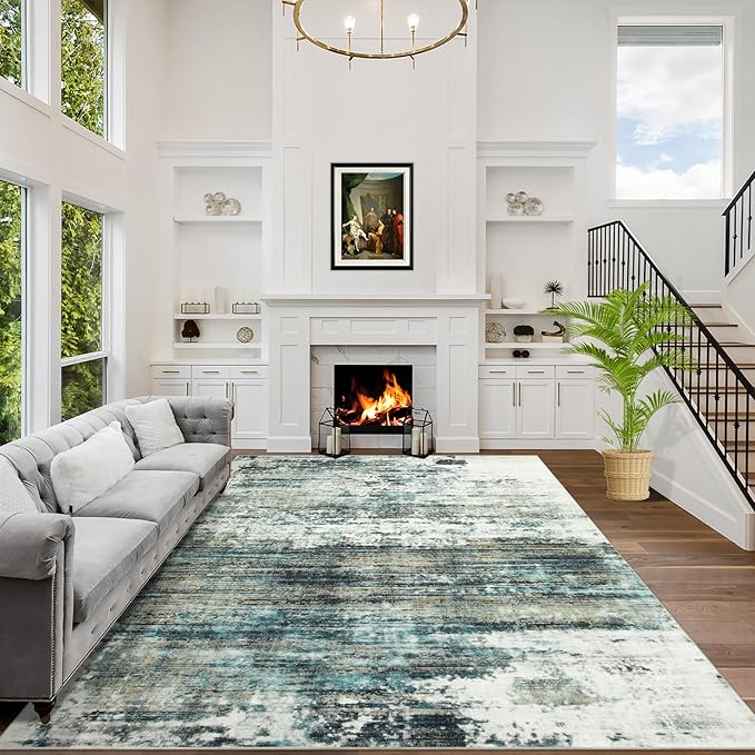8x10 Area Rugs Washable Rug: Large Modern Abstract Living Room Rug Soft by GENTDRIZZ