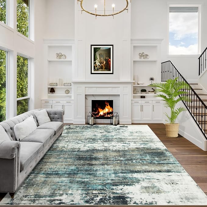 9x12 Area Rugs Washable Rug: Modern Abstract Living Room Rug Soft Anti-Skid by GENTDRIZZ