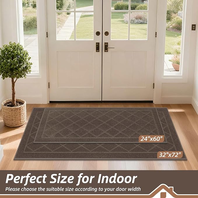 BEQHAUSE Dirt Trapper Door Mat 24" x 60", Doormat Non-Slip Entryway Rugs - Image 2