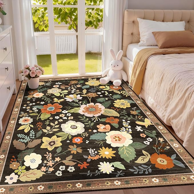 RELEANY Floral 3x5 Area Rugs Washable Print Boho Cute Carpet Non Slip Flower - Image 9