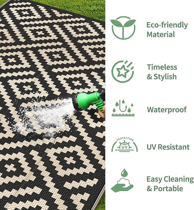 GENIMO 5'x8' Outdoor Rug Waterproof, Reversible Mats, Area Rug, Plastic Outside - Image 5