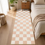 GarveeHome Checkered Blush Beige Neutral 2x6 Washable Kitchen Runner Rug - Image 3